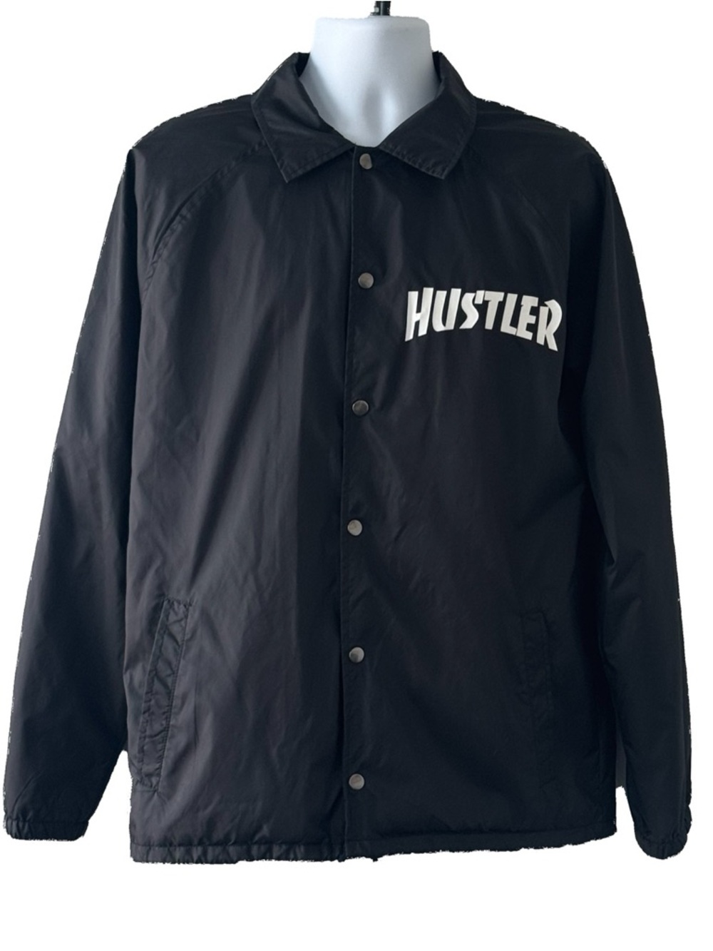 Men’s Hustler Black Windbreaker Jacket with Back Logo - Picture 3 of 5